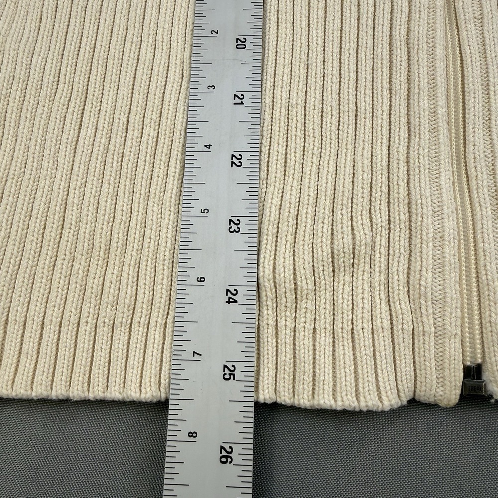 Polo Ralph Lauren Ribbed Quarter-Zip Pullover Men's Size M Ivory Navy Mock Neck - Picture 7 of 10